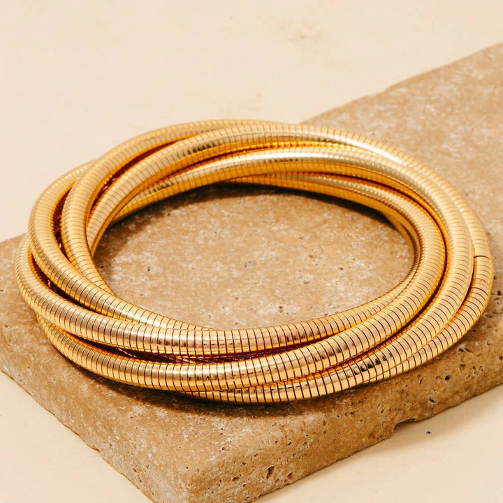 Knotted Elastic Coil Bracelet Set
