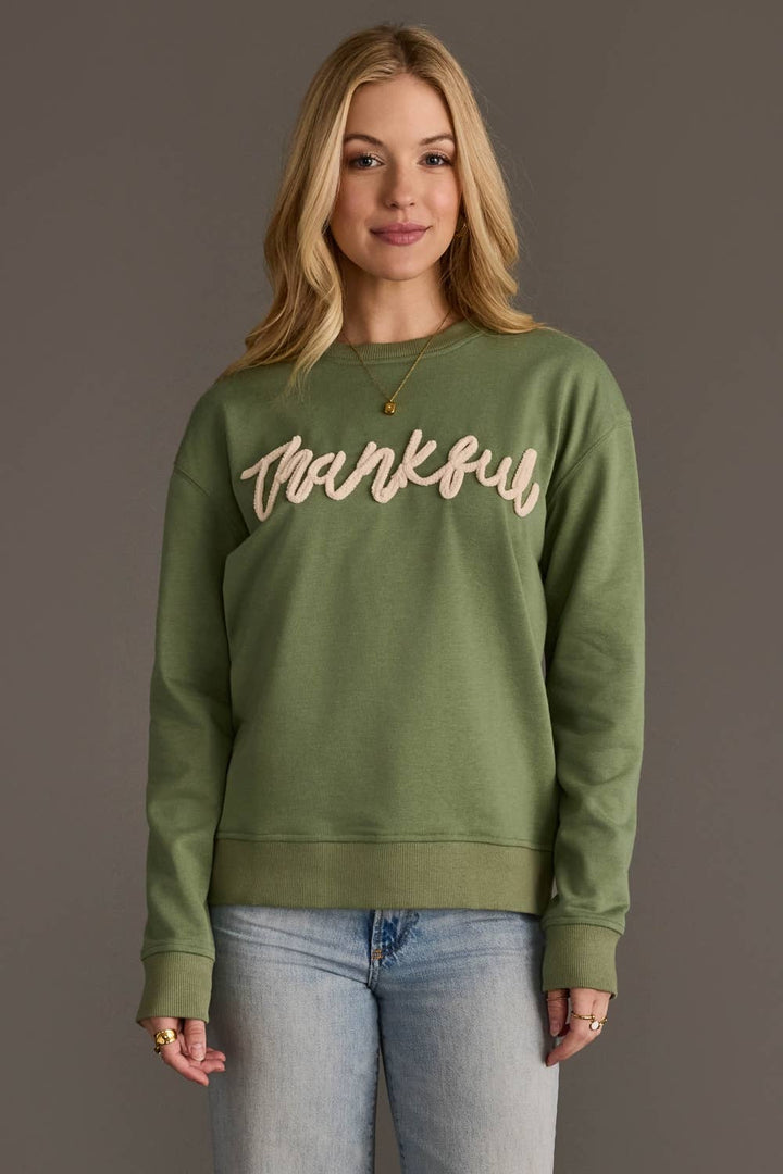 Sage Green Thankful Sweatshirt