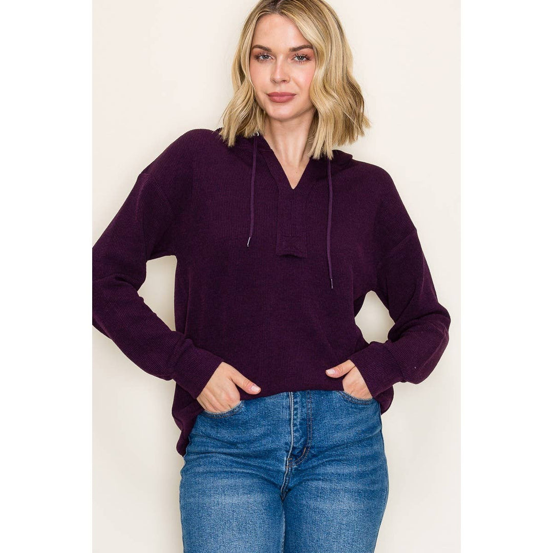 Black Solid Textured Hoodie