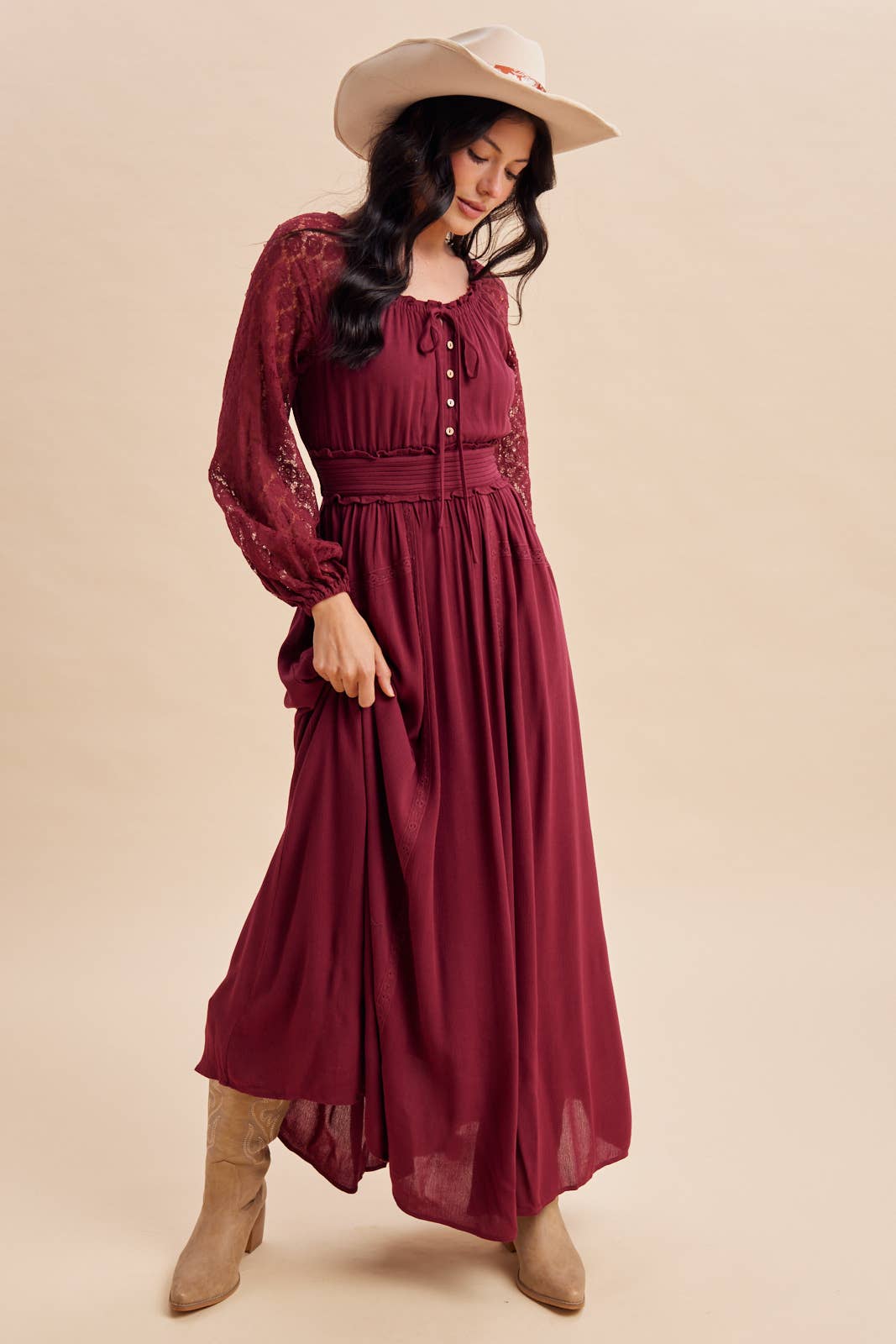 Lace Sleeve Maxi Dress