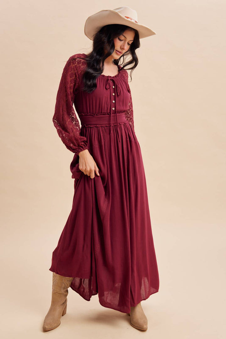 Lace Sleeve Maxi Dress