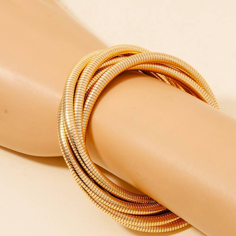 Knotted Elastic Coil Bracelet Set