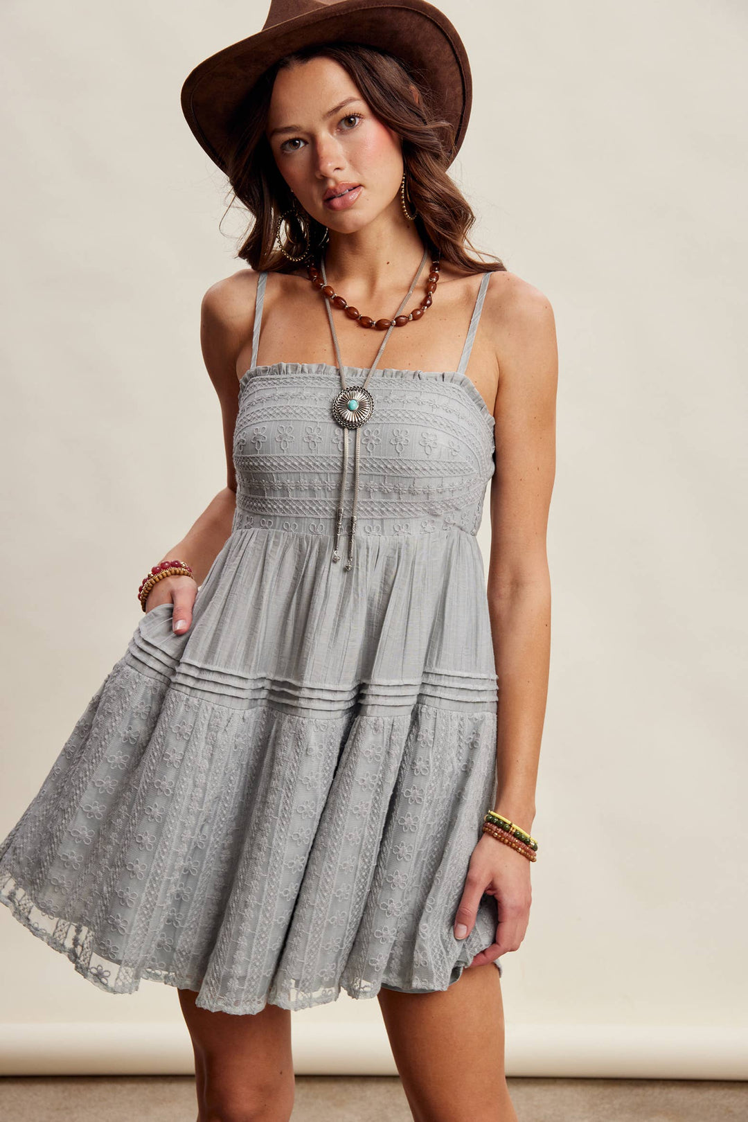 Lace Tiered Mini Dress LD1628