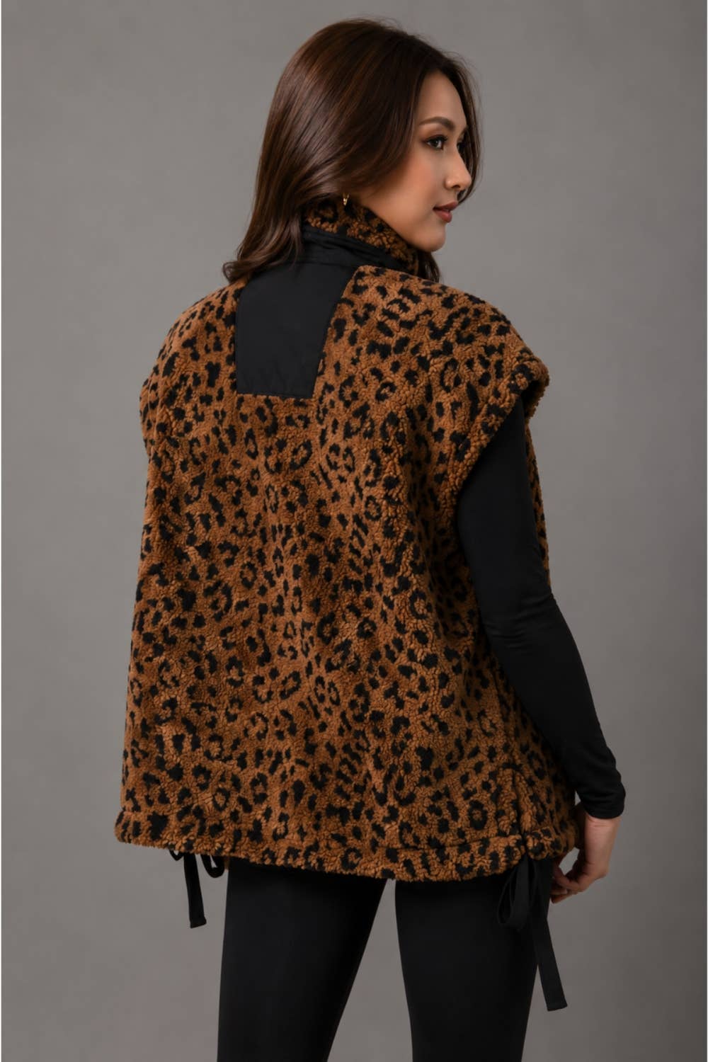 Brown & Black Leopard Fleece Vest