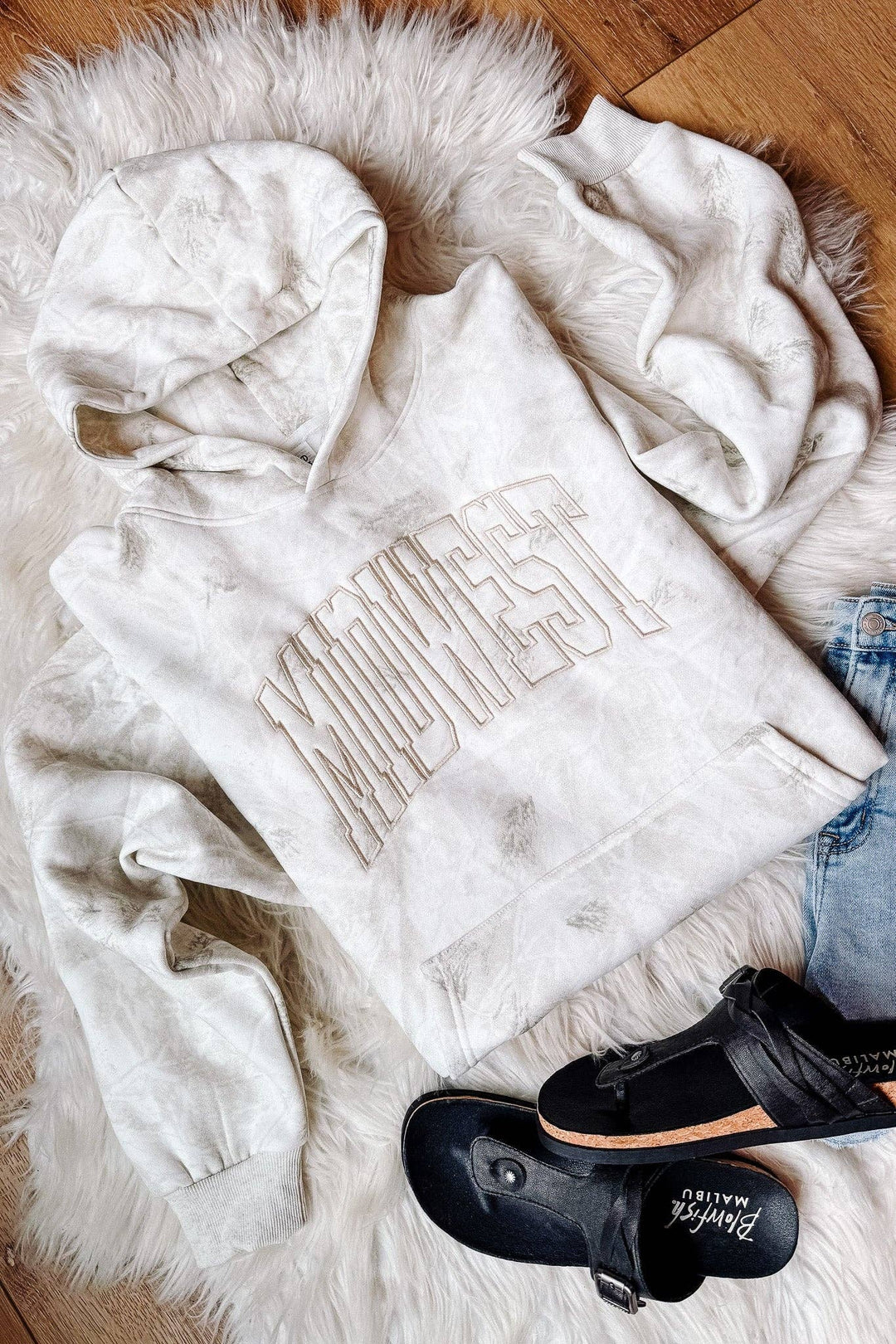 MIDWEST Embroidered Camo Hoodie - White Birch