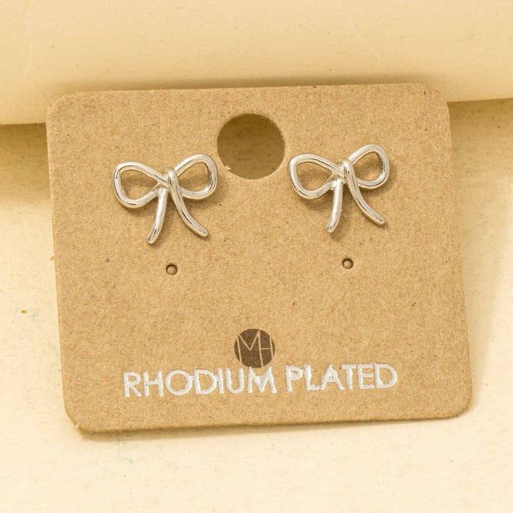 Gold Dipped Wire Ribbon Bow Stud Earrings