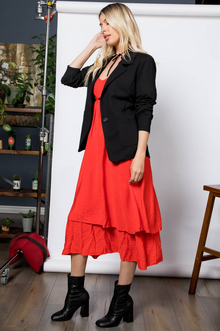 Ponte One Button Front /w Patch Pocket Blazer: Sage / M