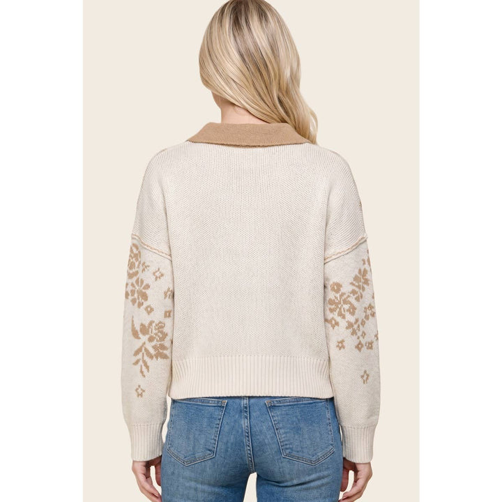 FLORAL JACQUARD SWEATER CARDIGAN