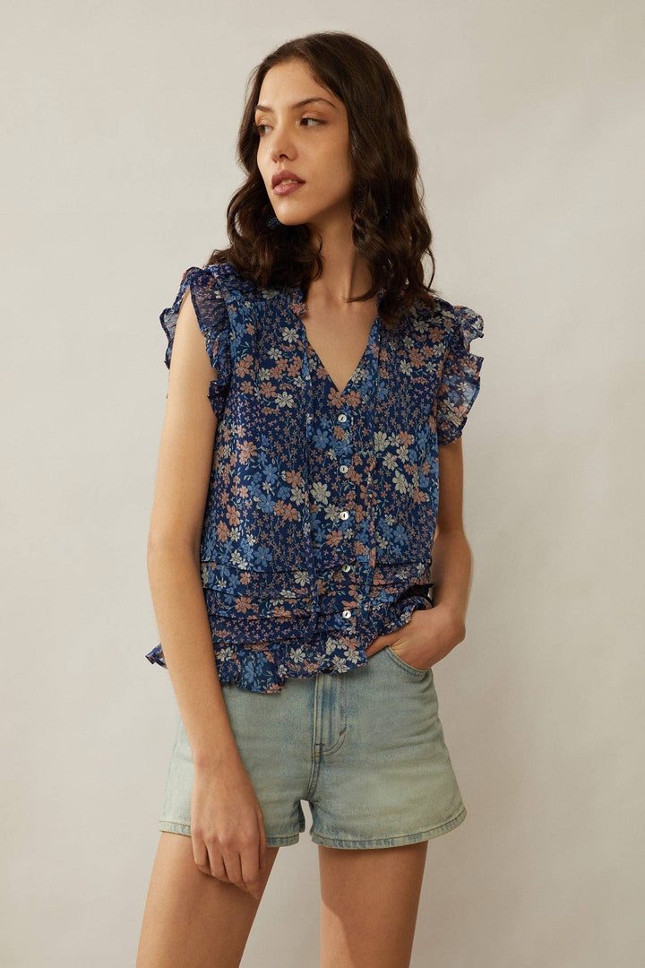 Floral Pleated Top