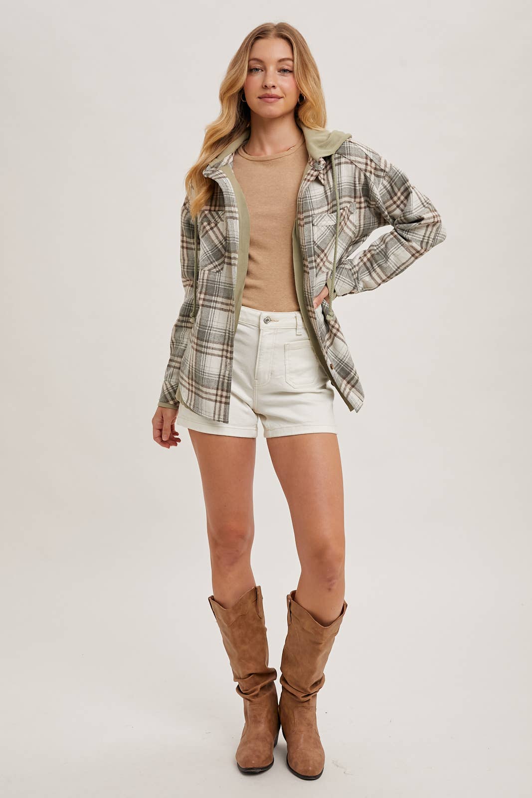 Bethany Hooded Plaid Jacket
