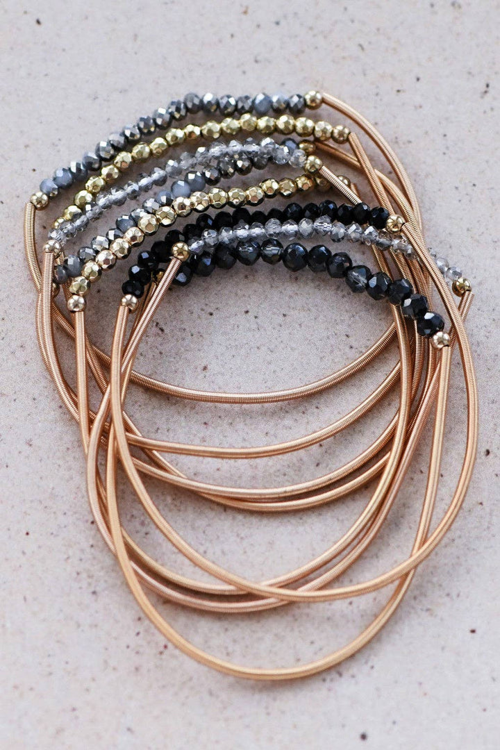 Boho Layered Spring Coil Guitar String Bracelet Set - 6962