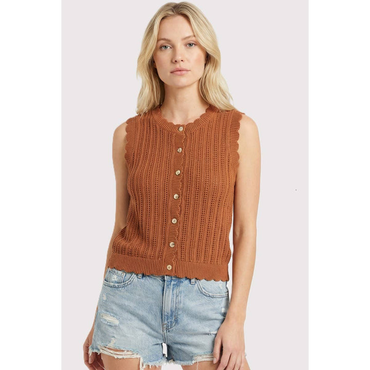 Scalloped Hem Button Down Sweater