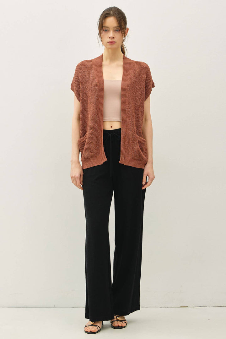 BREEZY SHORT SLEEVED OPEN CARDIGAN