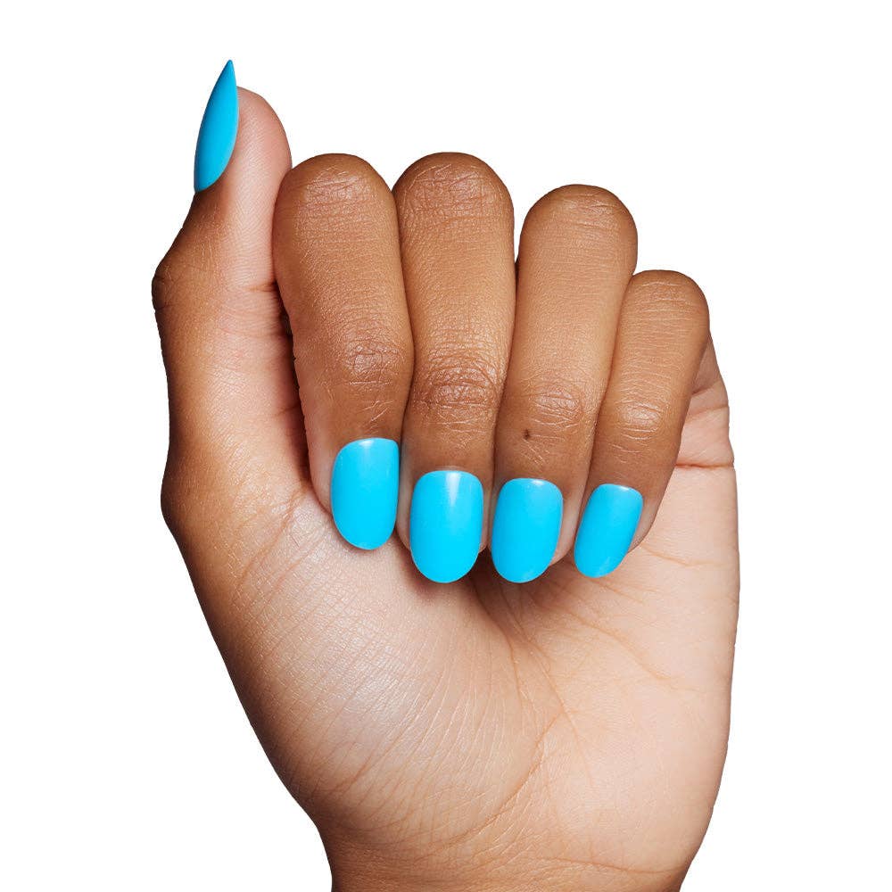 Azure Blue Press-On Nails | Short Round Length | Solid Nails