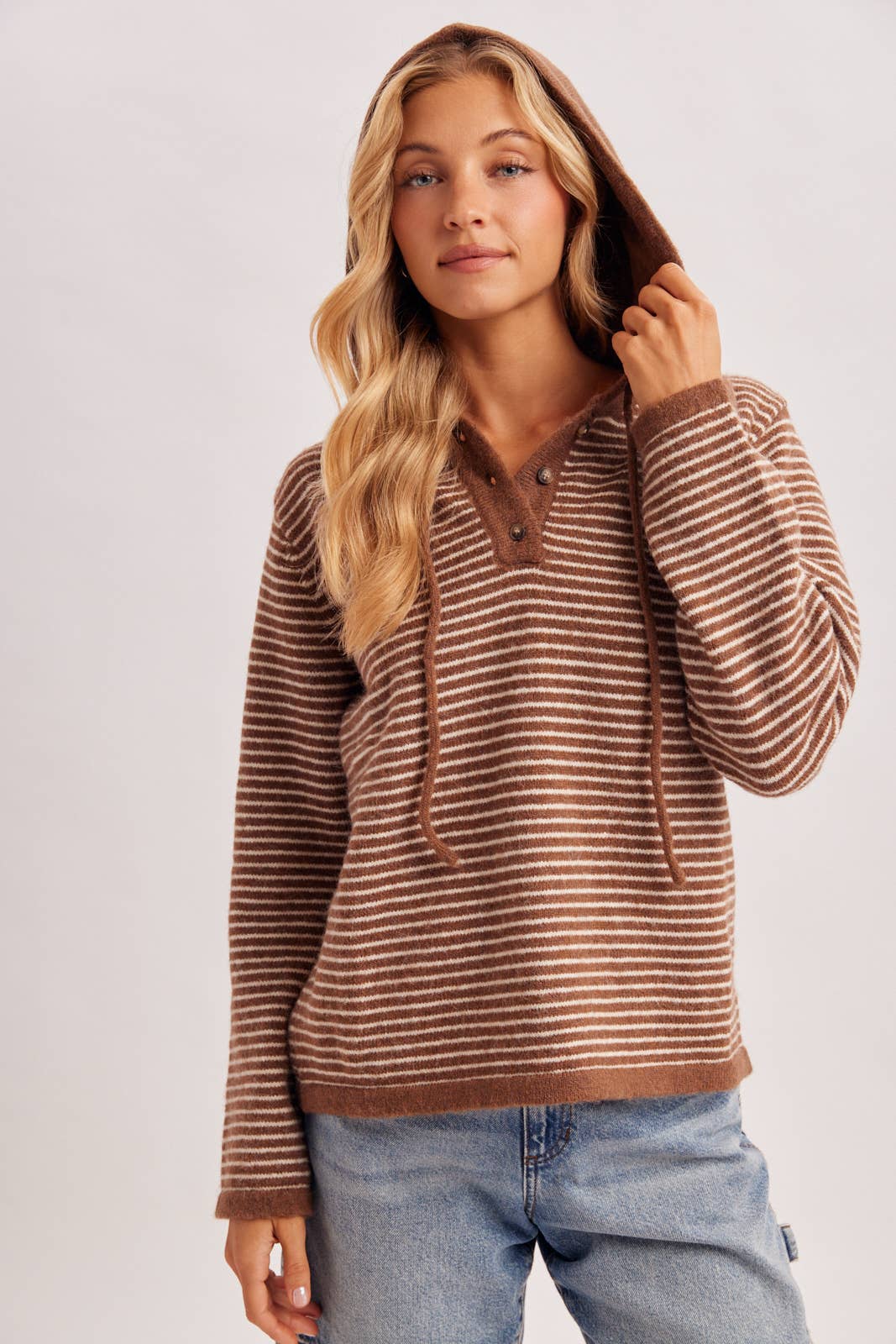 HENLEY SWEATER WITH HOODIE