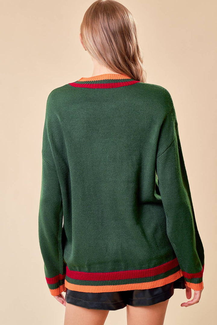 Merry Metalic Embroidered Sweater