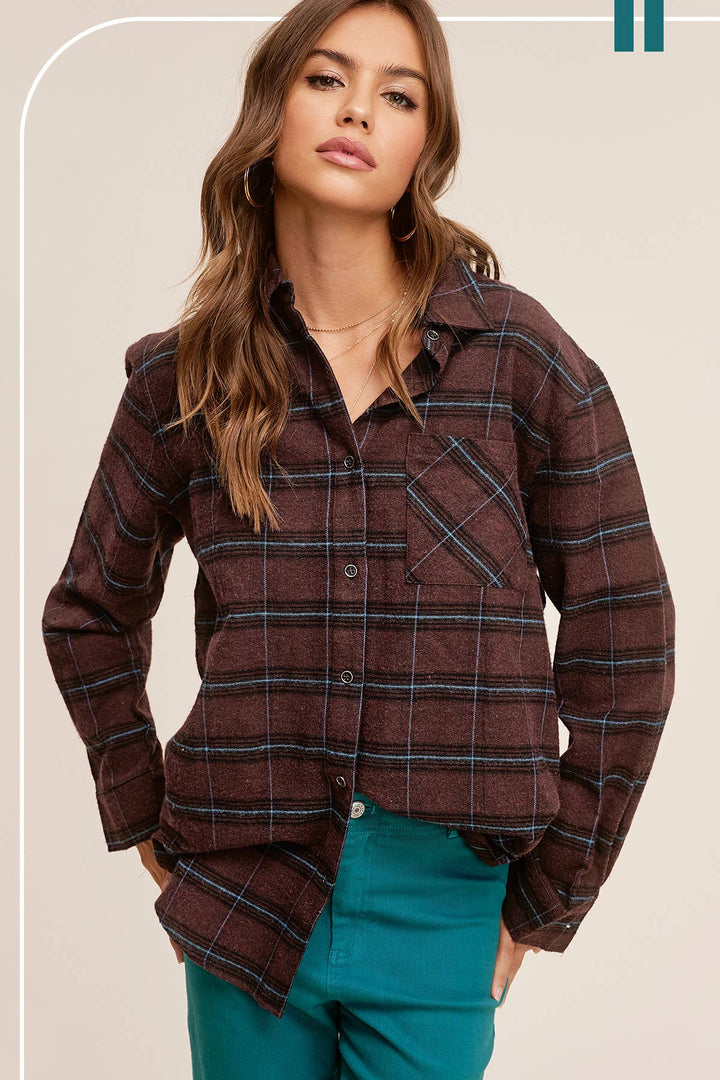 Dark Brown Plaid Flannel