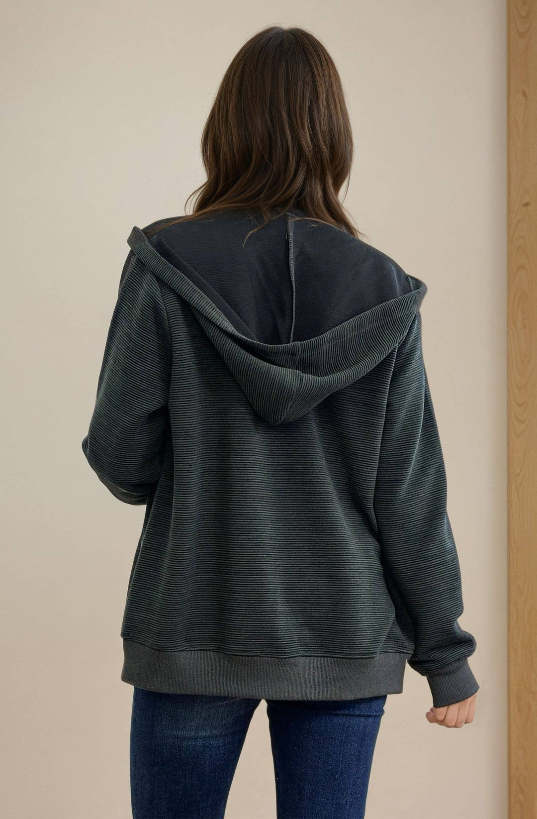 Ribbed Zip Up Hoodie