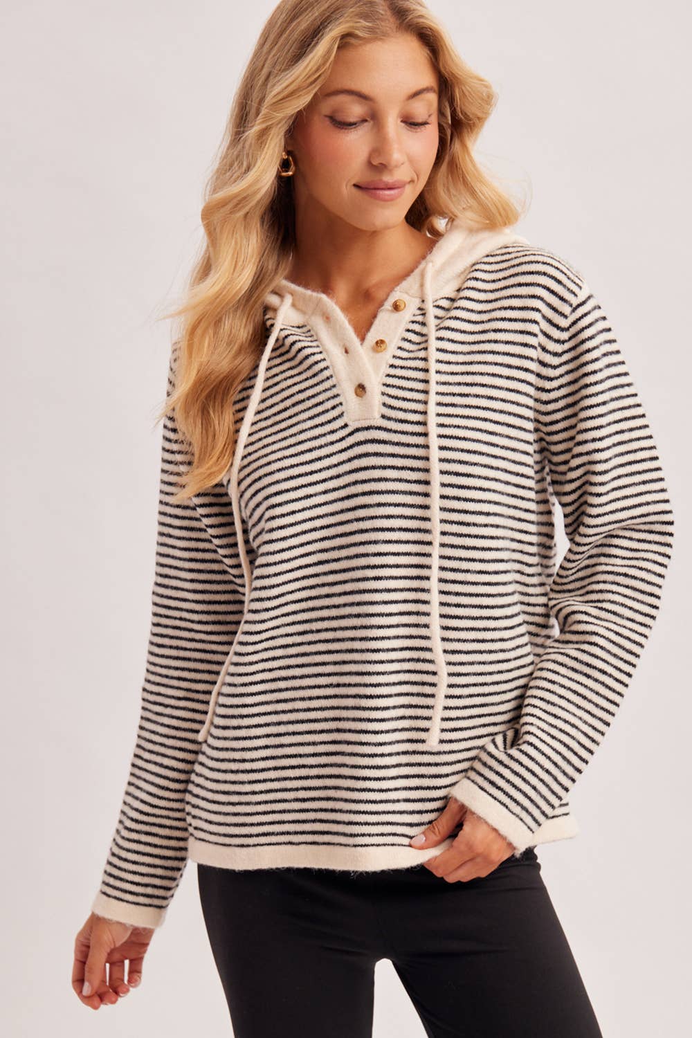 HENLEY SWEATER WITH HOODIE