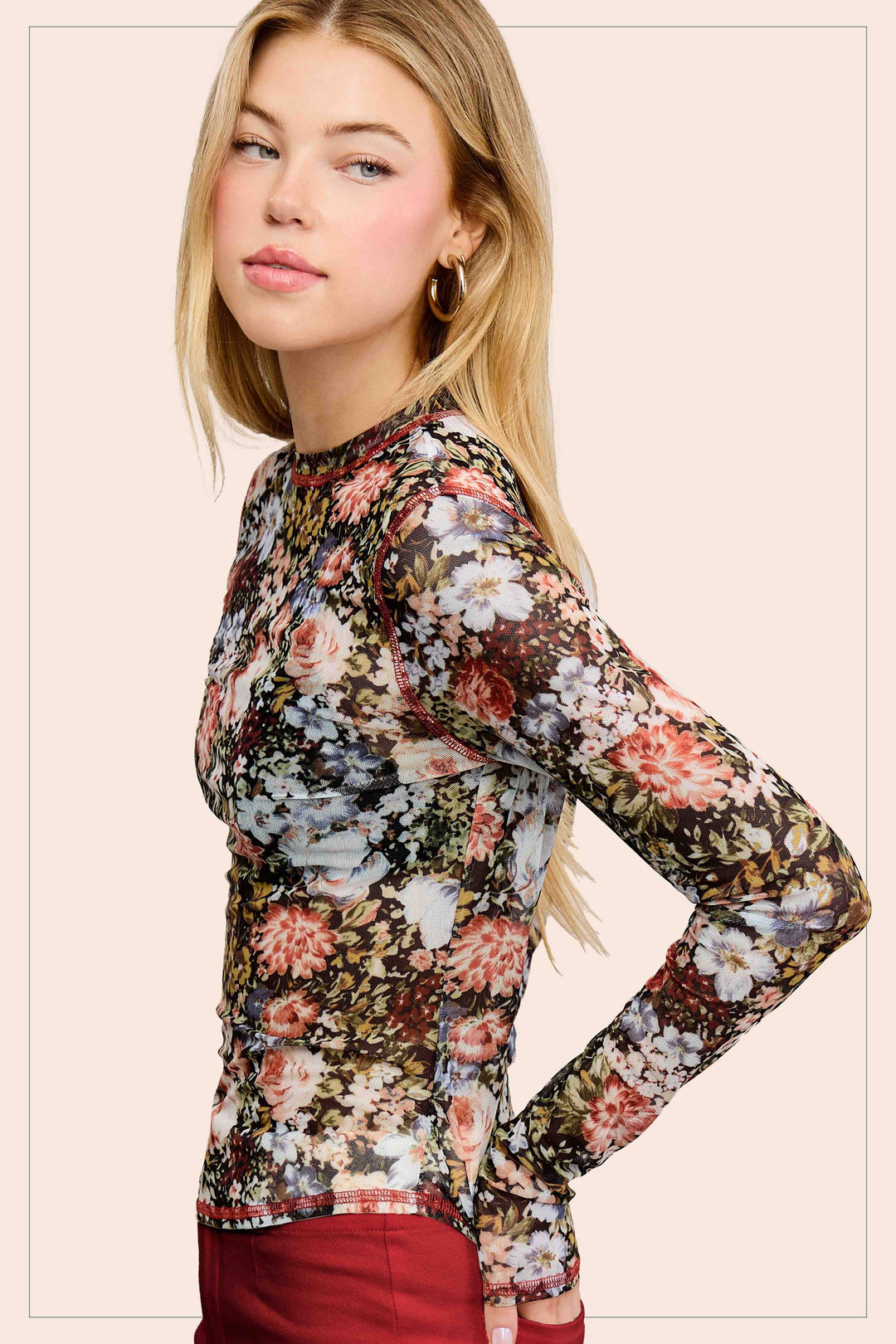 Floral Mesh Layering Top