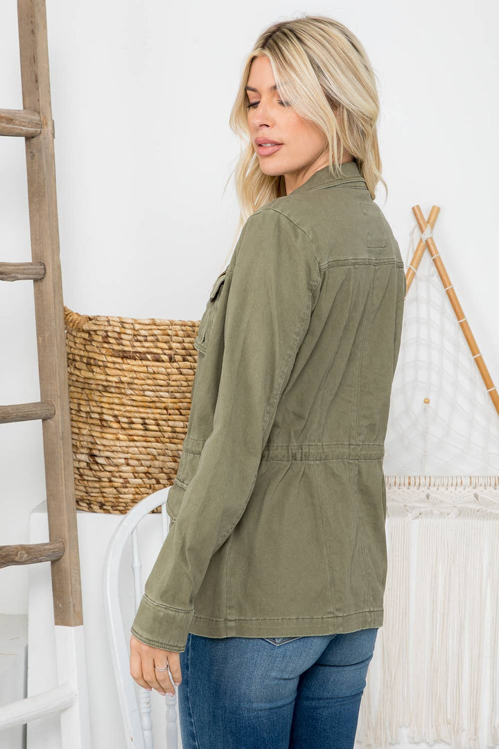 Olive Washed Anorak Jacket