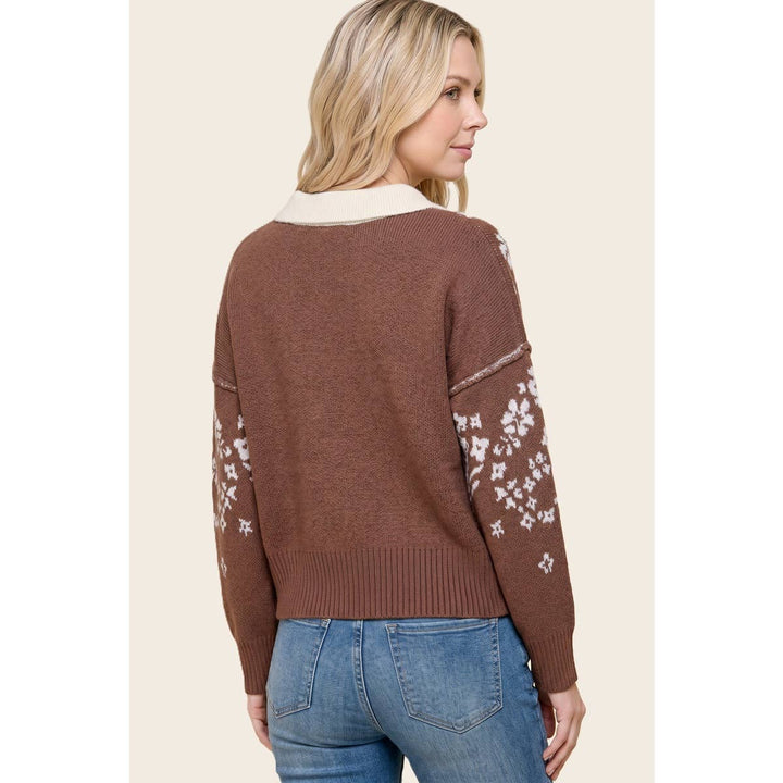 FLORAL JACQUARD SWEATER CARDIGAN