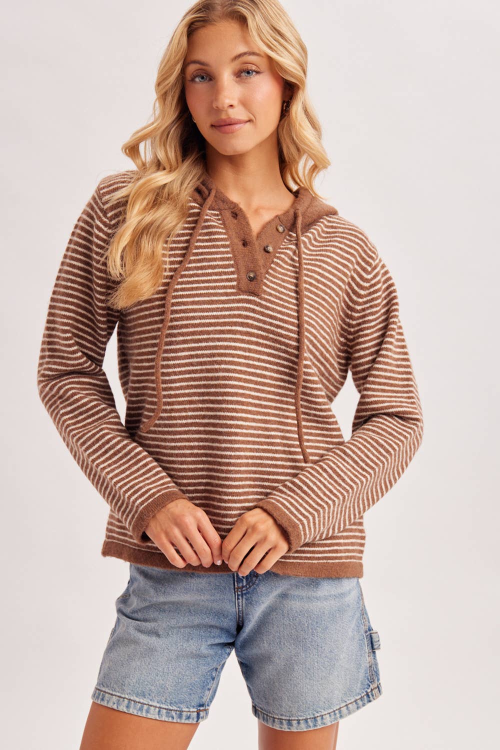 HENLEY SWEATER WITH HOODIE