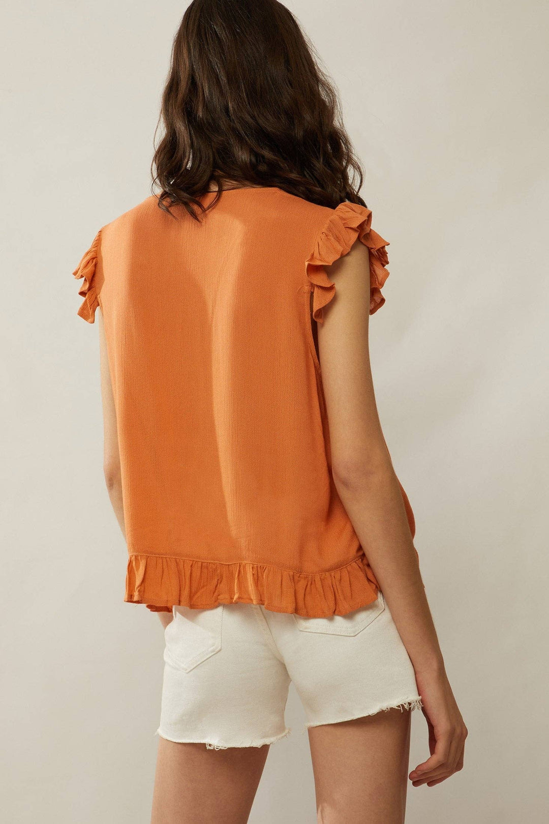 Audrey Anne Embroidered Frilled Top