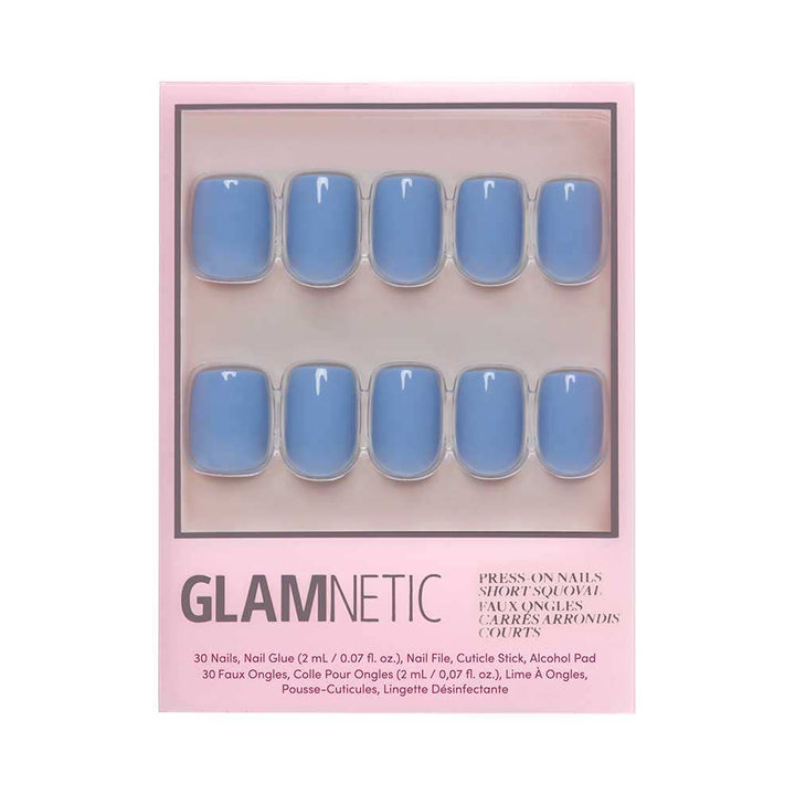 Cashmere Blue Press-On Nails | Short Squoval | Holiday Nails