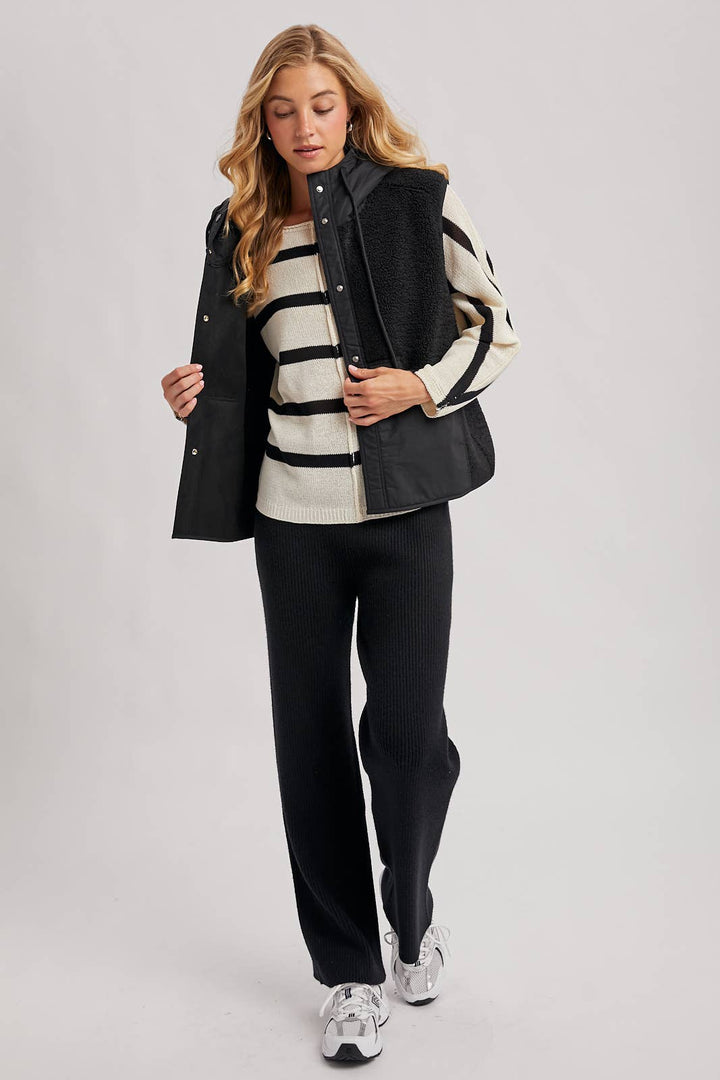 SHERPA FLEECE HOODED VEST