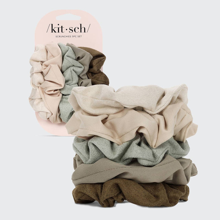 Textured Scrunchies 5pc Set - Eucalyptus