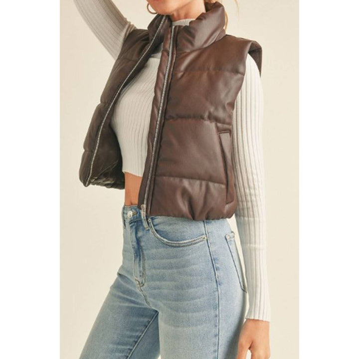 Faux Leather Puffer Vest