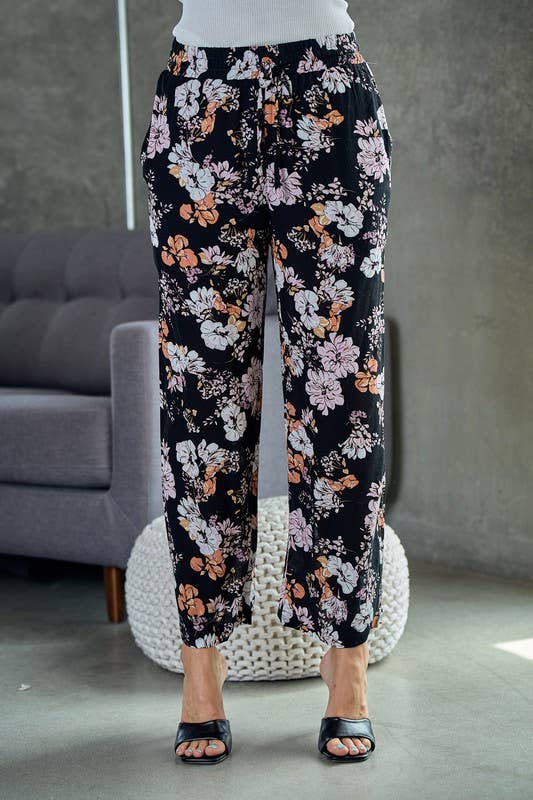 Wide Leg Pants With Elastic Waist Band - 8565P-1