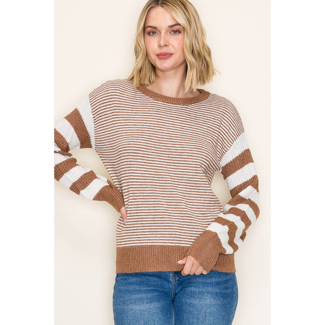 Color Banded Pullover Sweater