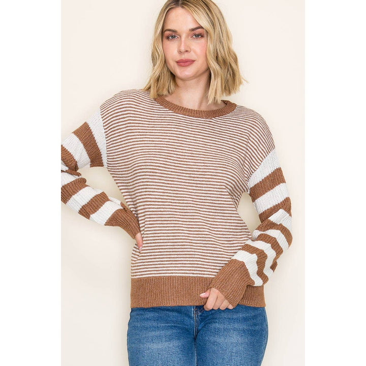 Color Banded Pullover Sweater