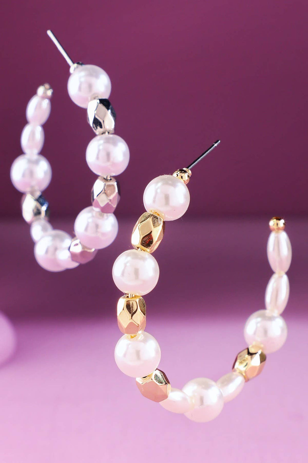 Pearl Beaded Hoop Earrings
