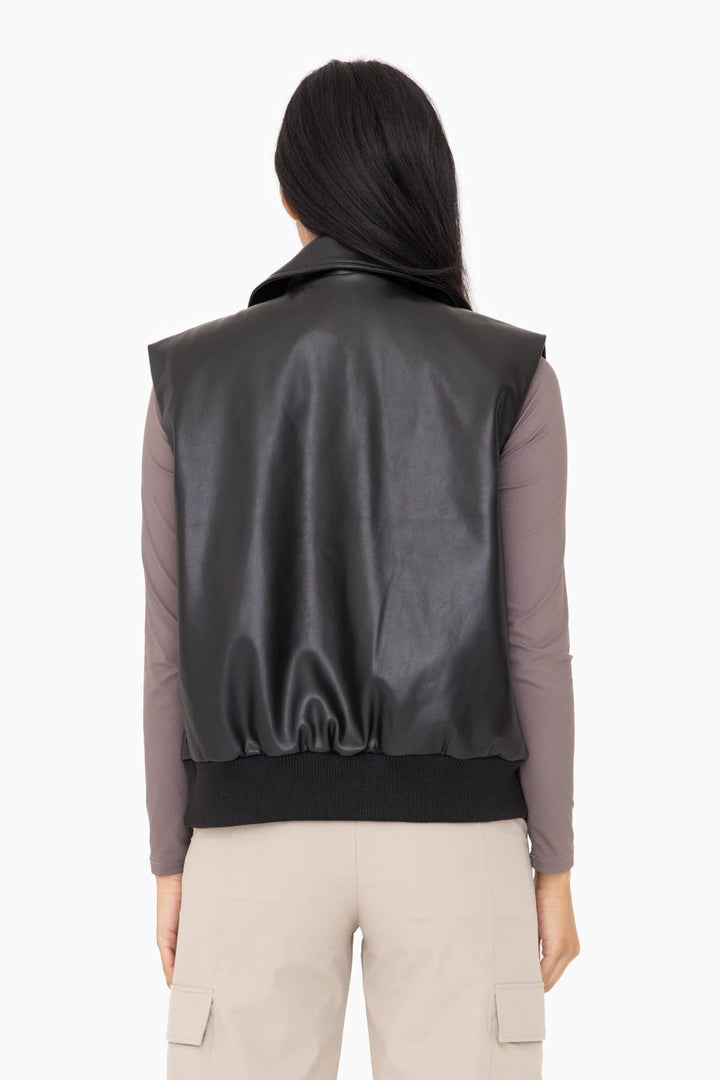 Vegan Leather Bomber Style Vest