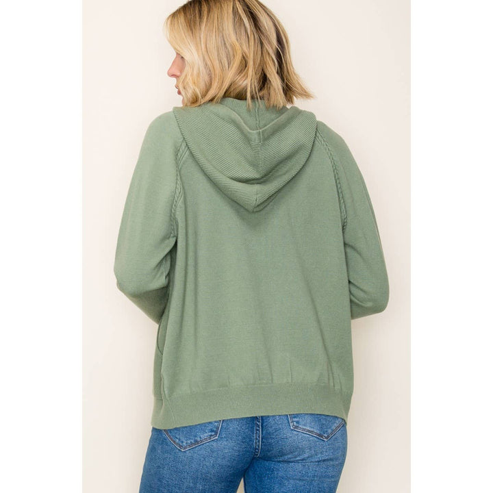 Zip Up Waffle Textured Hoodie