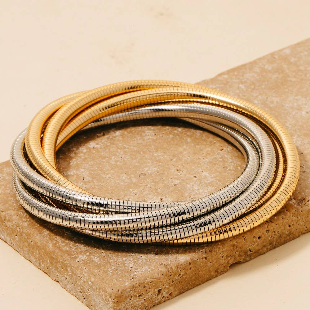 Knotted Elastic Coil Bracelet Set
