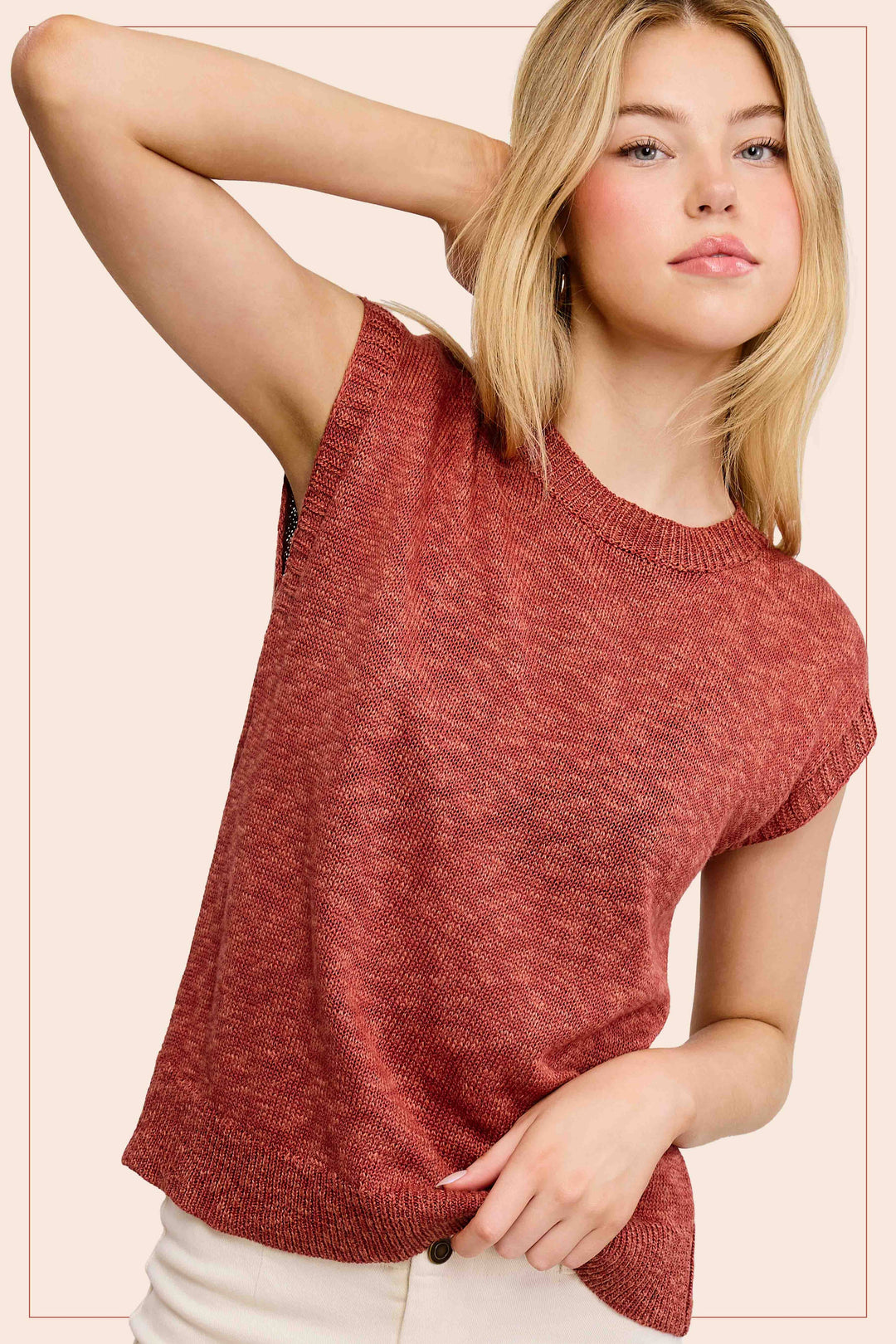Ribbed Knit Crew Neck Top