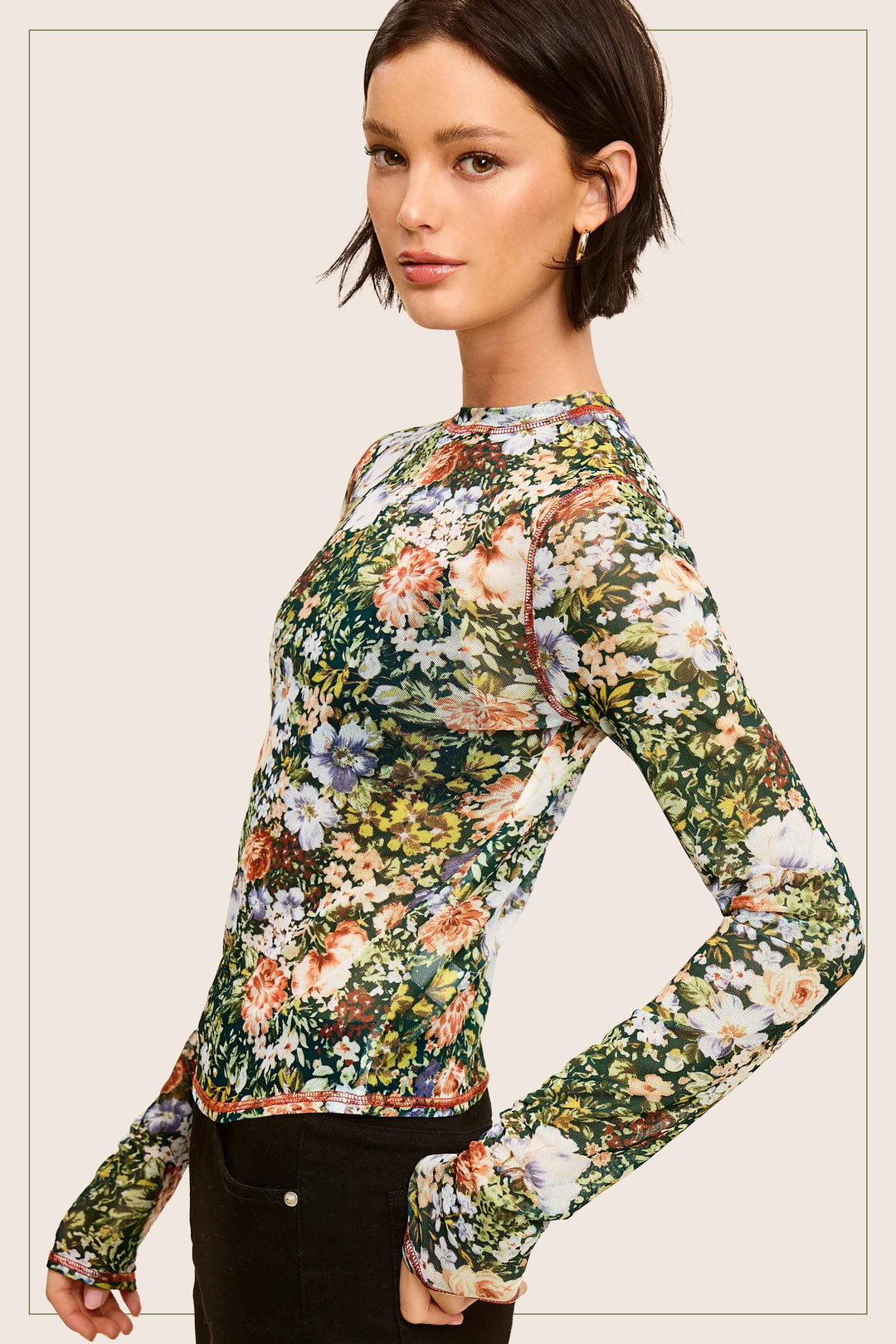 Floral Mesh Layering Top