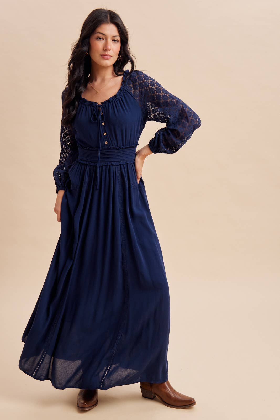 Lace Sleeve Maxi Dress