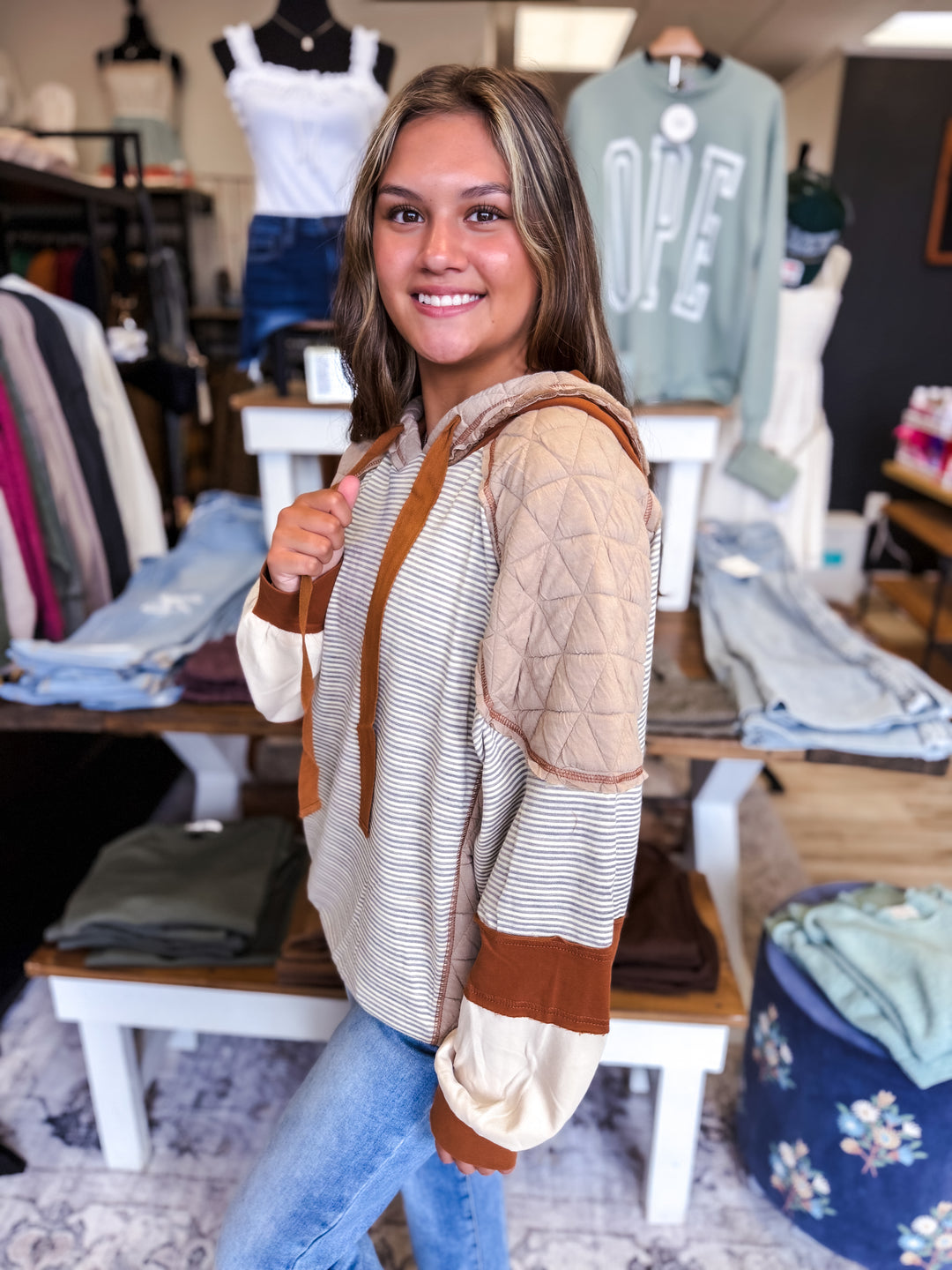 Color Block Stripe & Quilted Mix Top