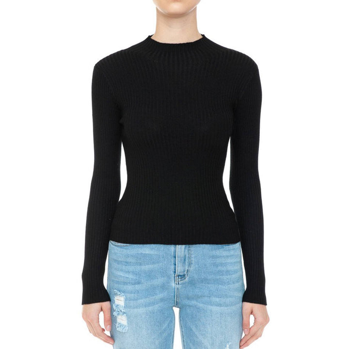 Ribbed Mock Neck Sweater Top