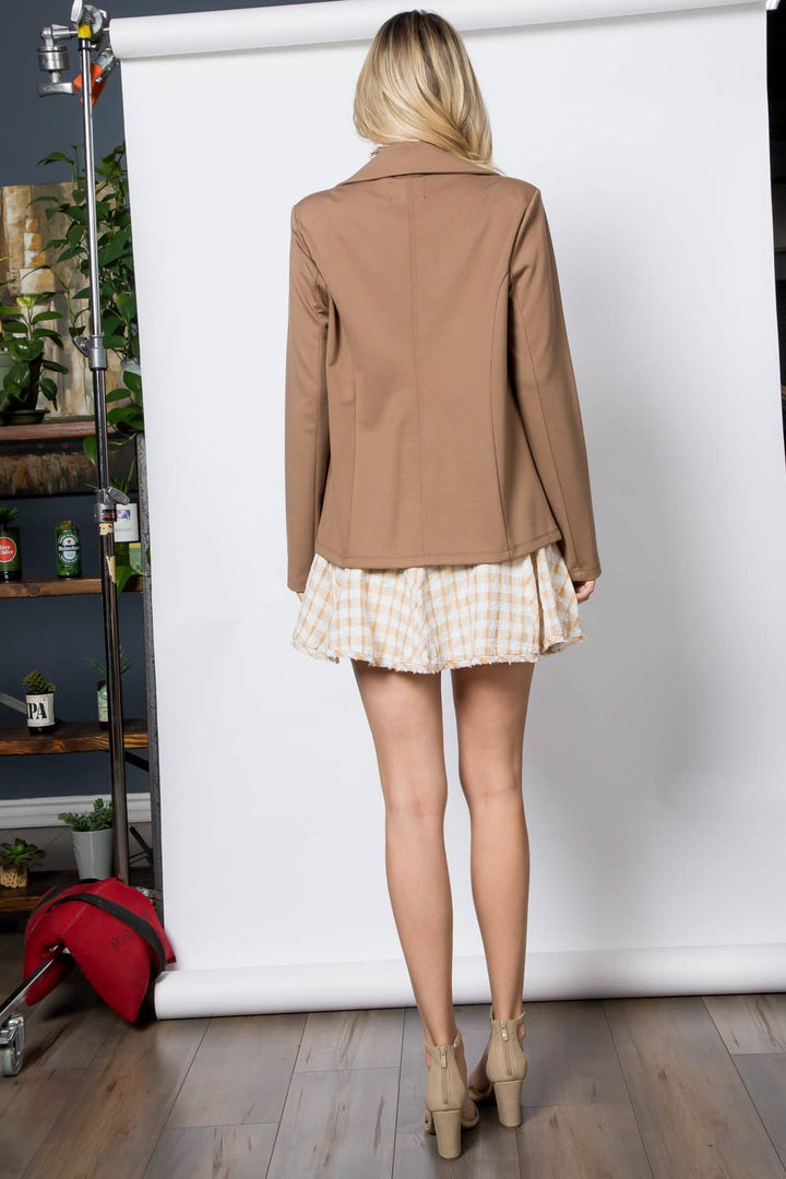 Ponte One Button Front /w Patch Pocket Blazer: Sage / L