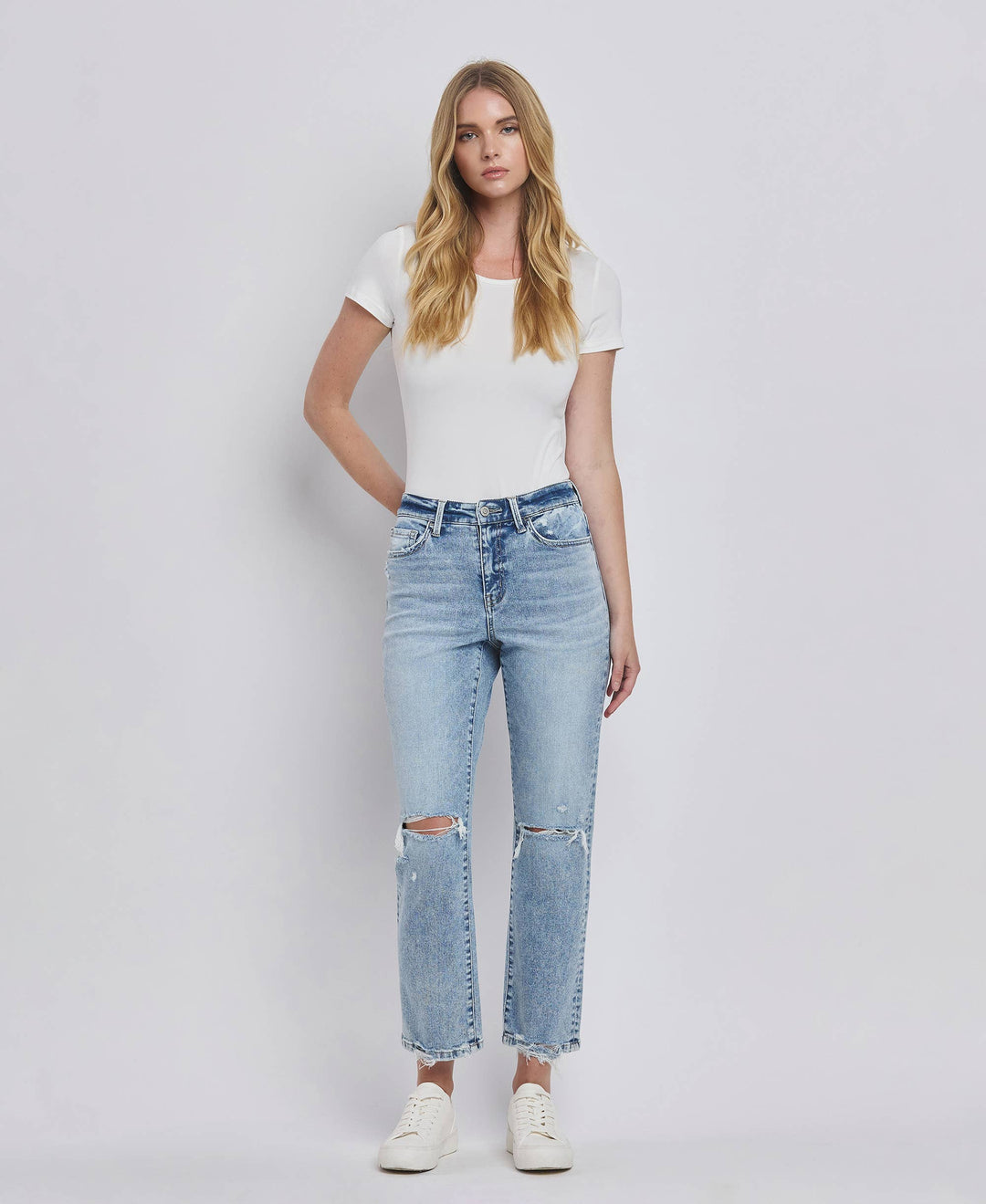 Kim Distressed Crop Leg Jeans