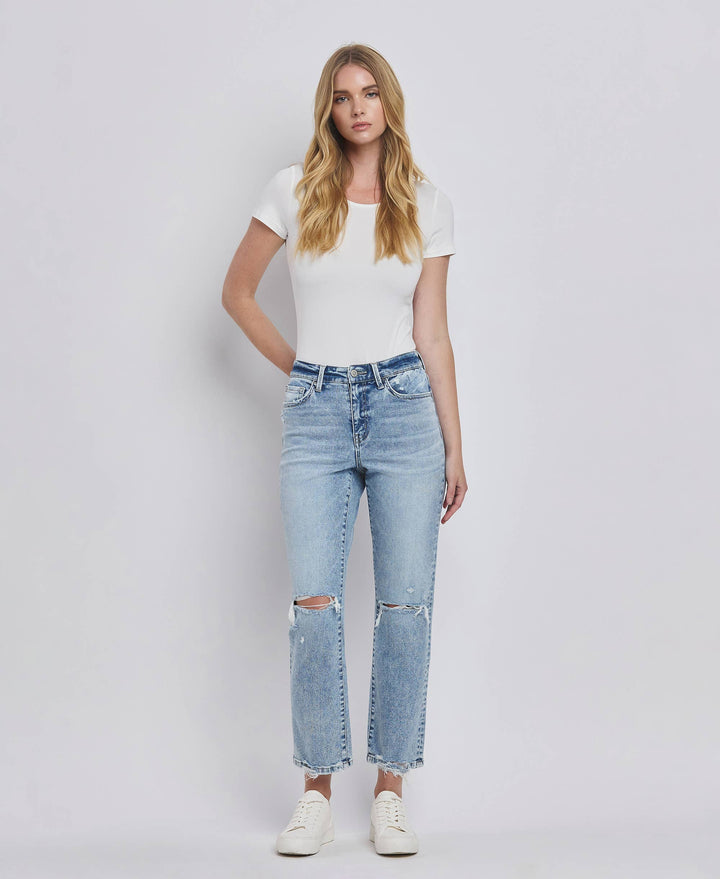 Kim Distressed Crop Leg Jeans