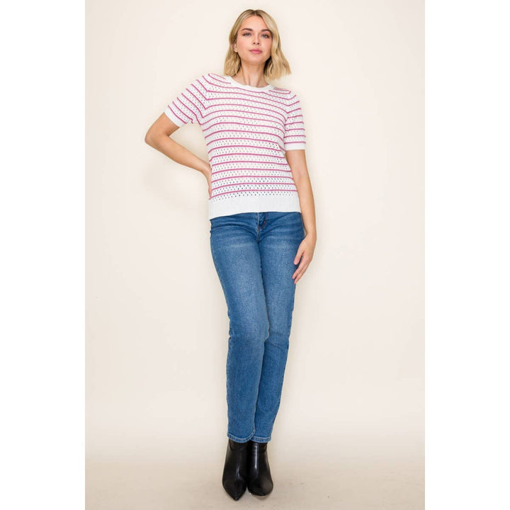Emily Crochet Striped Sweater