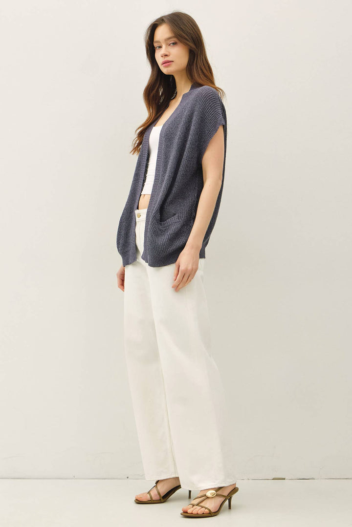 BREEZY SHORT SLEEVED OPEN CARDIGAN