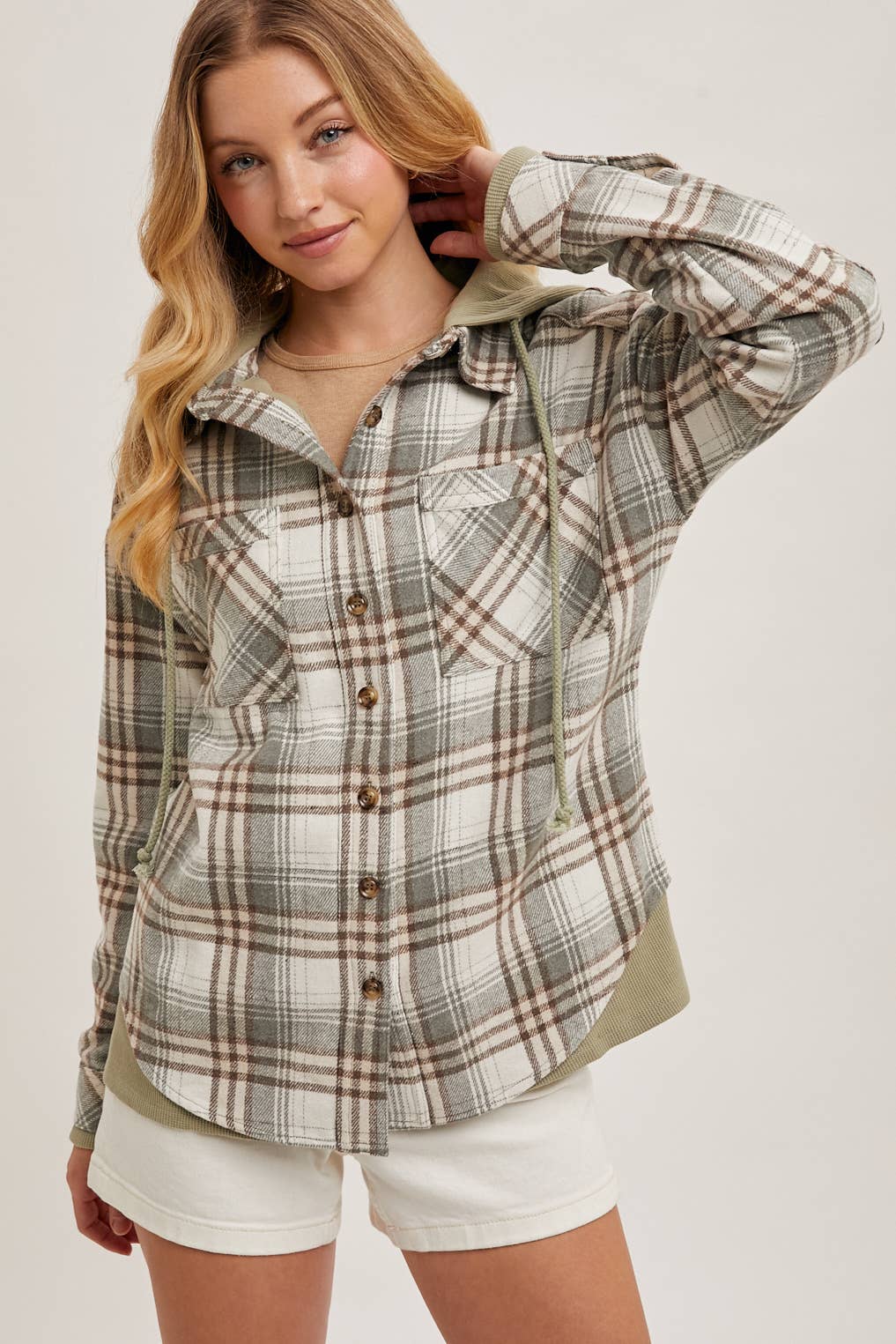 Bethany Hooded Plaid Jacket